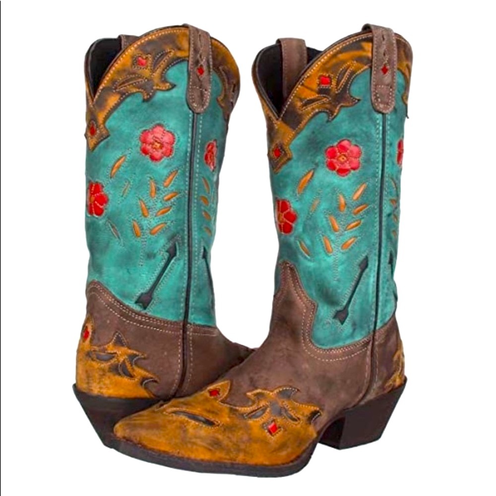 Laredo Miss Kate Blueberry Floral  Cowboy Boots  Excellent Used Condition  6.5